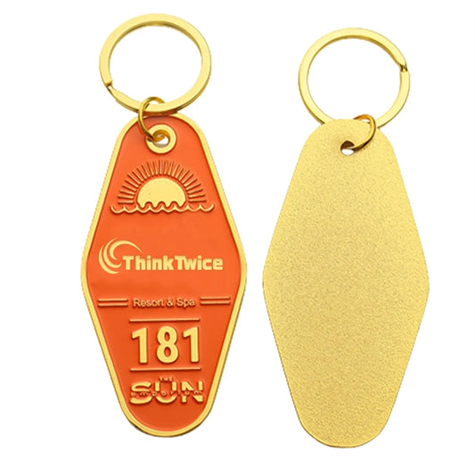 Zinc Alloy Hotel Keychain with Customizable Patterns
