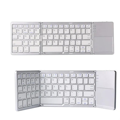 Tri-Fold Foldable Bluetooth Keyboard With Touchpad