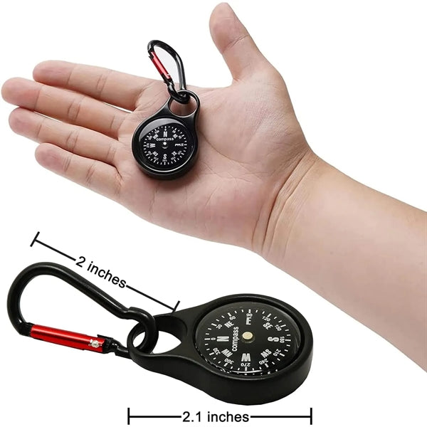 Mini Keychain Compass With Carabiner