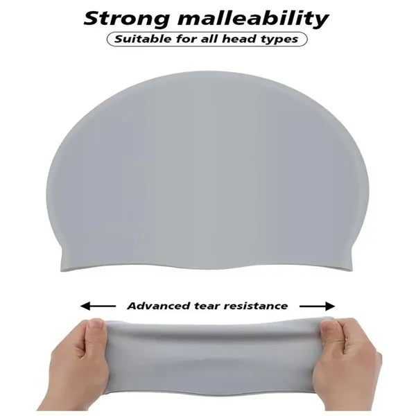 Solid Color Silicone Swimming Cap
