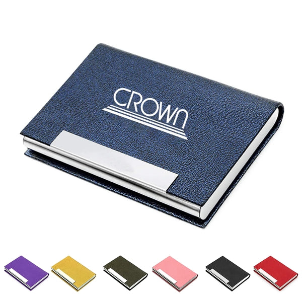 PU Leather and Stainless Steel Business Card Holder