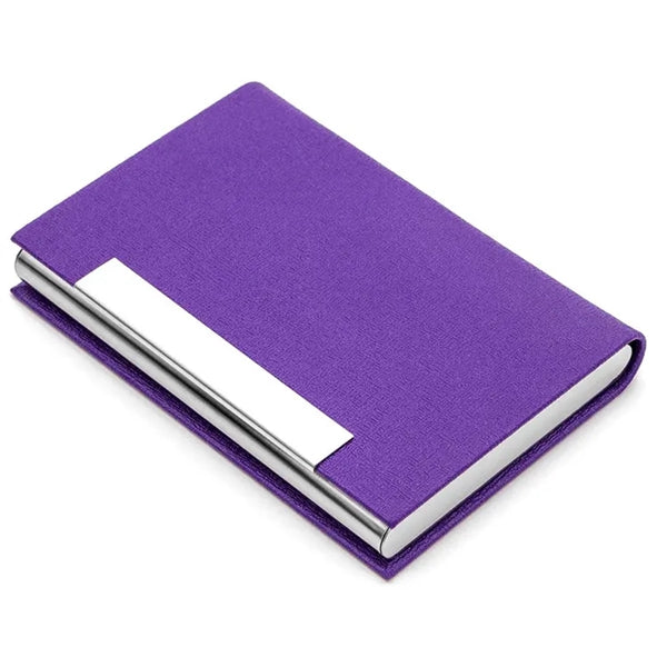PU Leather and Stainless Steel Business Card Holder
