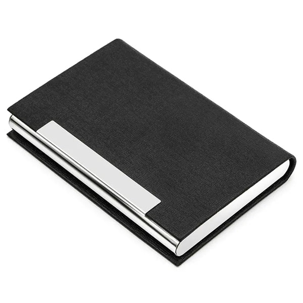 PU Leather and Stainless Steel Business Card Holder