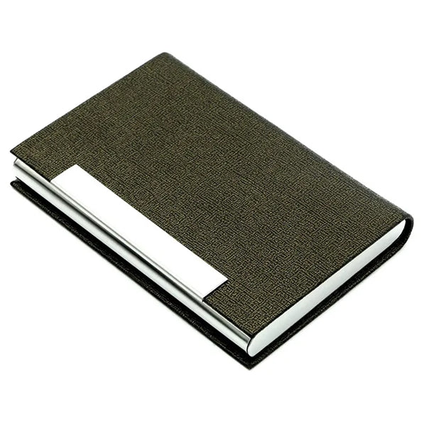 PU Leather and Stainless Steel Business Card Holder