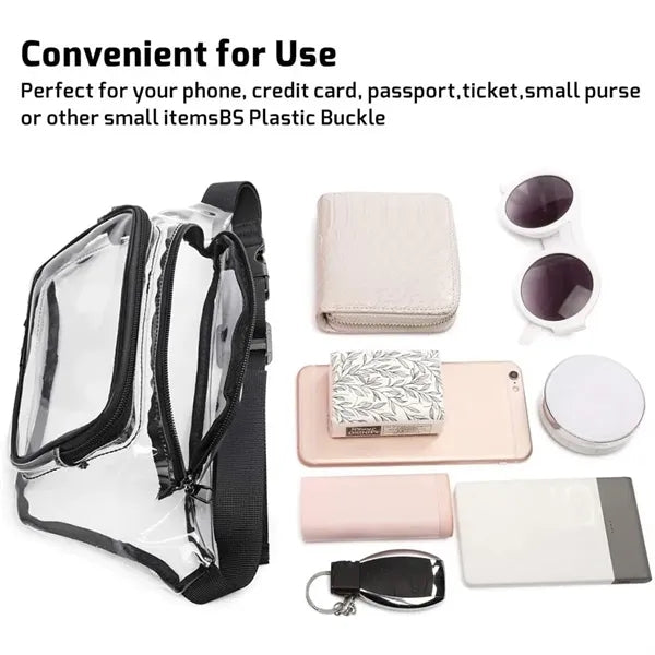 Clear Fanny Pack, Stadium Approved, Hands-Free Travel Bag.