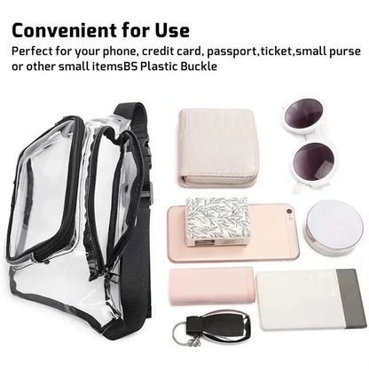 Clear Fanny Pack, Stadium Approved, Hands-Free Travel Bag.