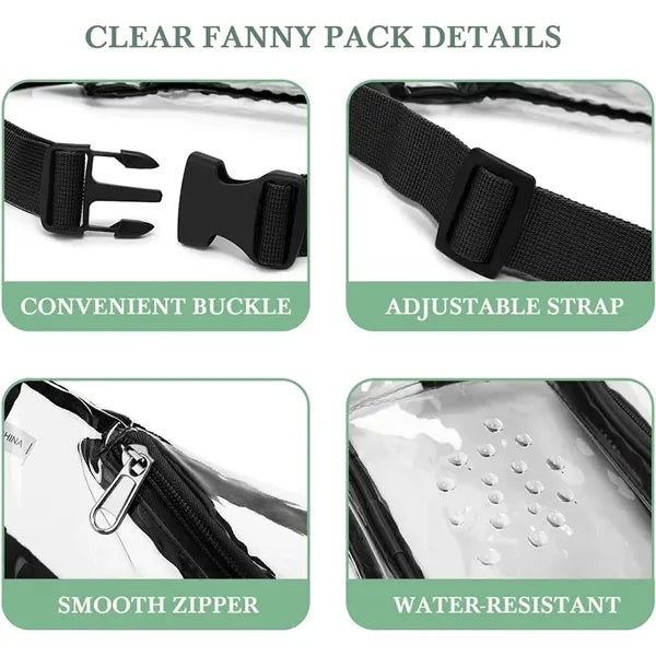 Clear Fanny Pack, Stadium Approved, Hands-Free Travel Bag.