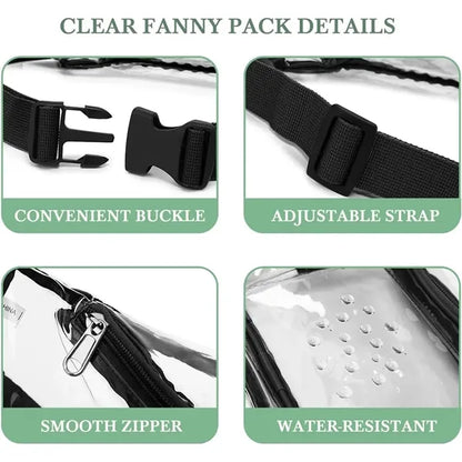 Clear Fanny Pack, Stadium Approved, Hands-Free Travel Bag.