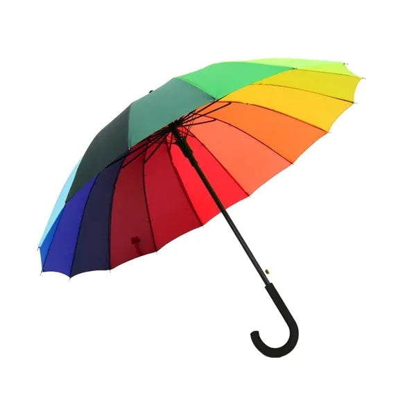 38" Waterproof 190T Rainbow 16 Bone LGBT Umbrella