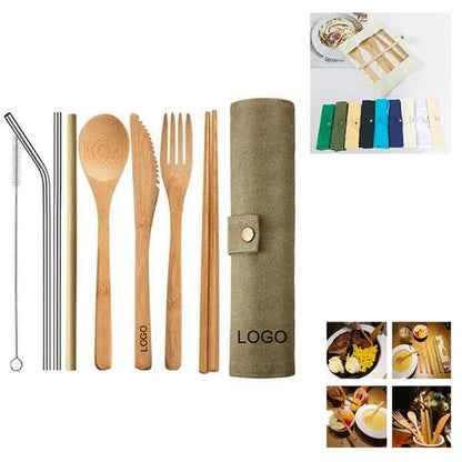 8pcs Eco-Friendly Bamboo Cutlery Tableware Set
