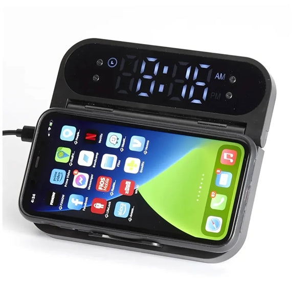 Bamboo Wireless Portable Charger With Digital Clock