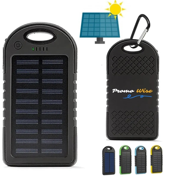 5000 mAh Portable Solar Power Bank Charger With Carabiner