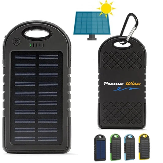 5000 mAh Portable Solar Power Bank Charger With Carabiner