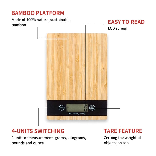 Lasered Eco-freindly Natural Bamboo Electronic Scale