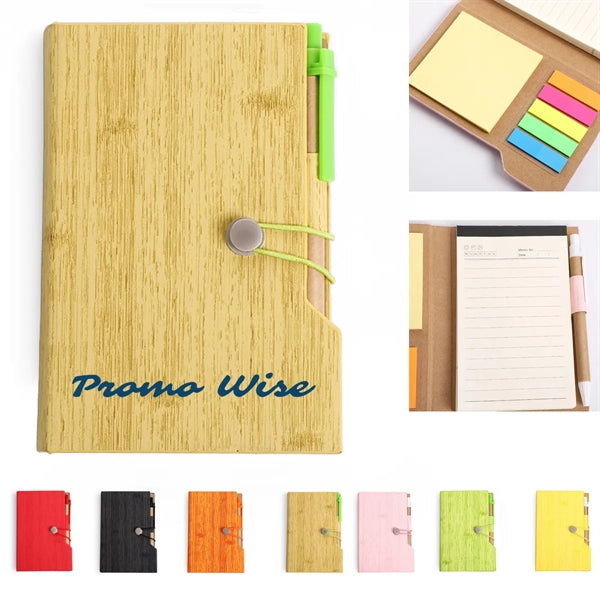 Eco-freindly Woodgrain Notebook with Sticky Notes And Pen
