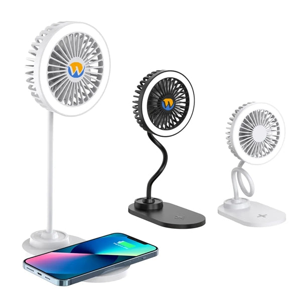 10W Fast Wireless Charger Fan with LED Light Ajustable Neck