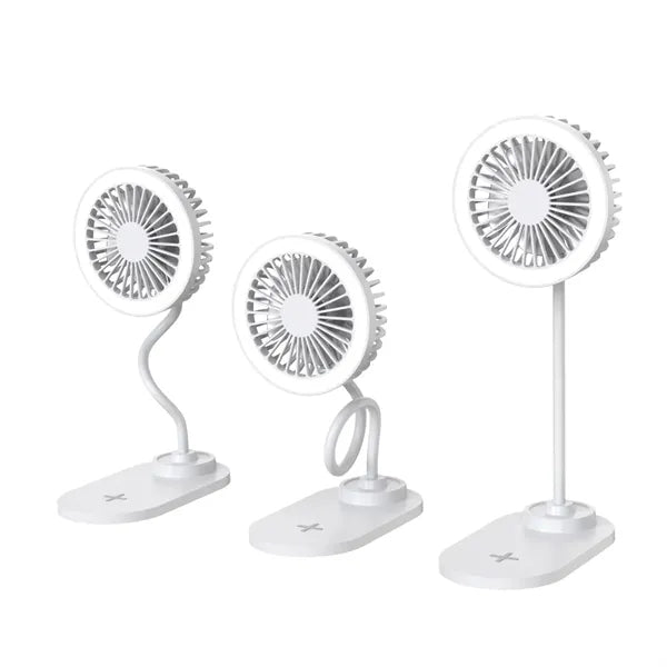 10W Fast Wireless Charger Fan with LED Light Ajustable Neck