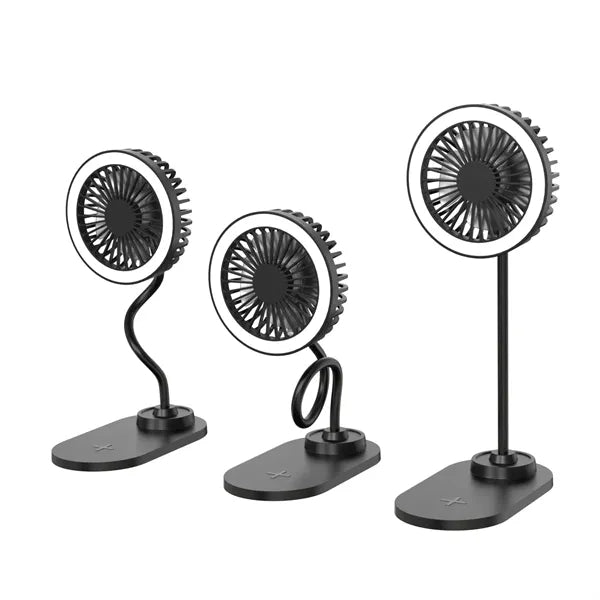 10W Fast Wireless Charger Fan with LED Light Ajustable Neck