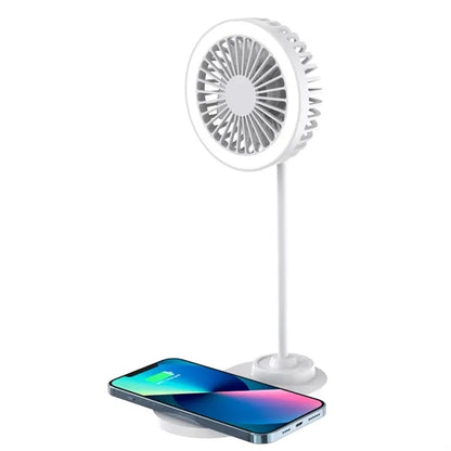 10W Fast Wireless Charger Fan with LED Light Ajustable Neck