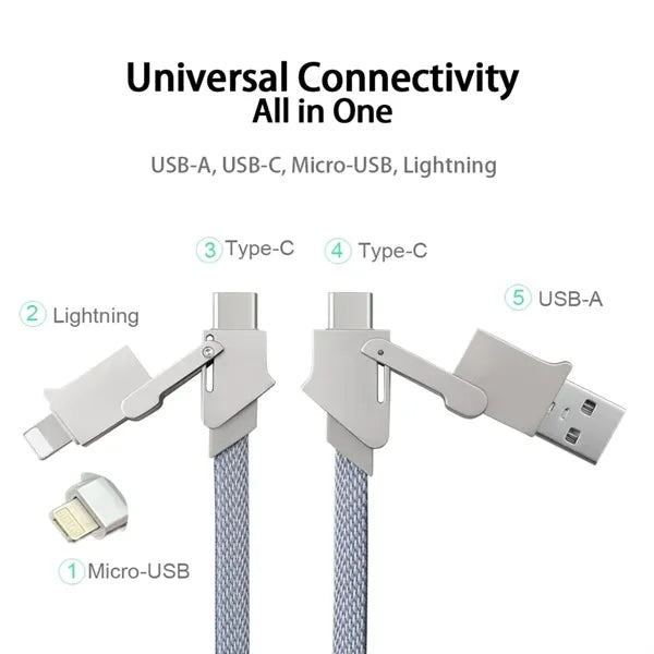 Braided Flat Wire 6-In-1 Multi Charging Cord