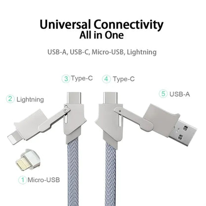 Braided Flat Wire 6-In-1 Multi Charging Cord
