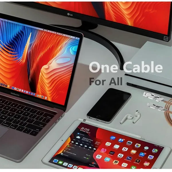 Braided Flat Wire 6-In-1 Multi Charging Cord