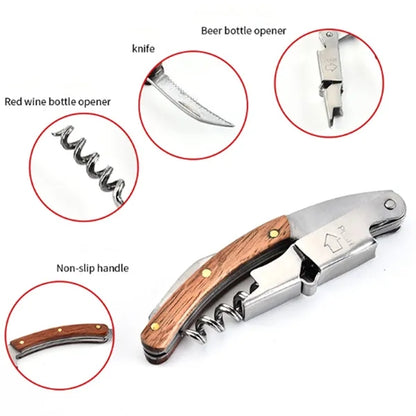 Corkscrew Wine Bottle Opener Cap Remover With Leather Pouch