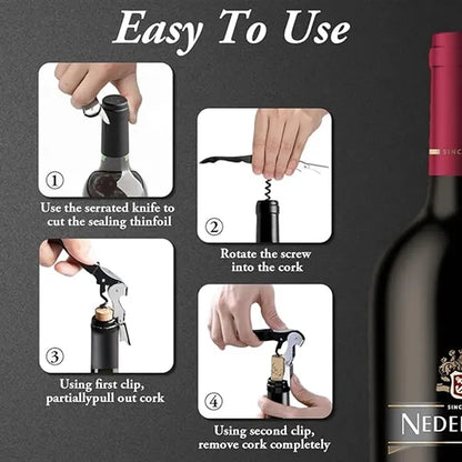Double Hinge Waiter Corkscrew Wine Bottle Opener