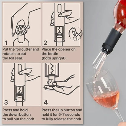 Electric Wine Bottle Opener Kit Gift Set with Foil Cutter