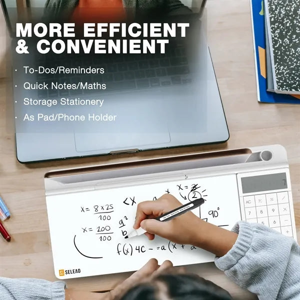 Desktop Glass Whiteboard with Calculator