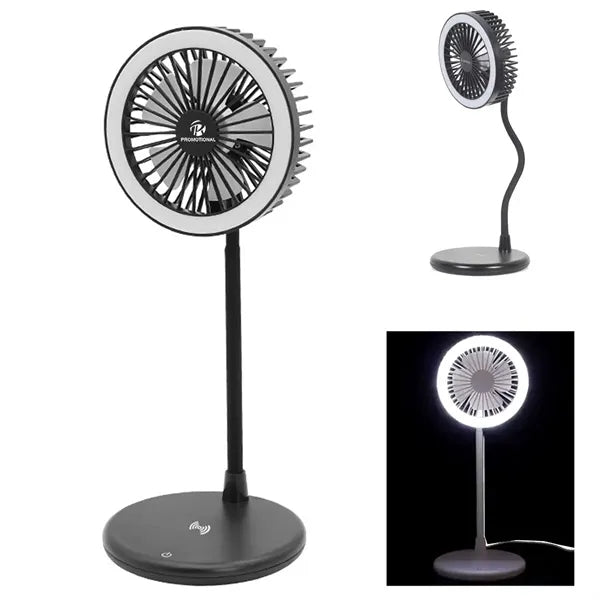 USB Desk Fan With Wireless Charger LED Light