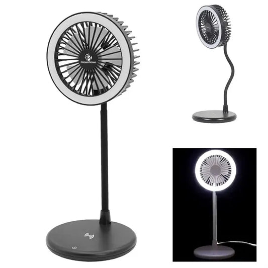 USB Desk Fan With Wireless Charger LED Light