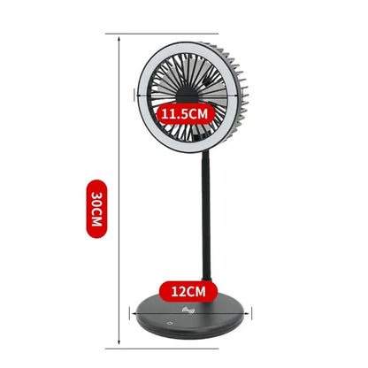 USB Desk Fan With Wireless Charger LED Light