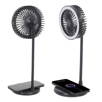 USB Desk Fan With Wireless Charger LED Light