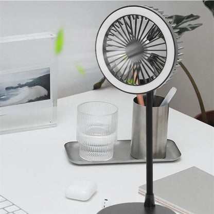 USB Desk Fan With Wireless Charger LED Light