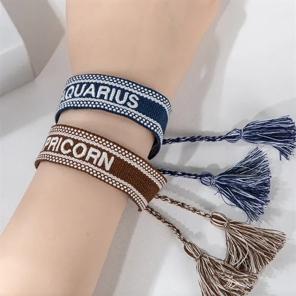 Hand-Woven Bracelet Embroidery Wristband With Tassels