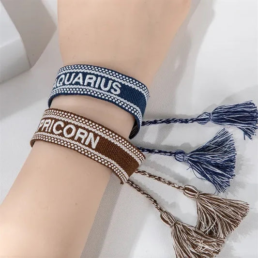 Hand-Woven Bracelet Embroidery Wristband With Tassels