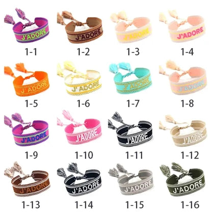Hand-Woven Bracelet Embroidery Wristband With Tassels