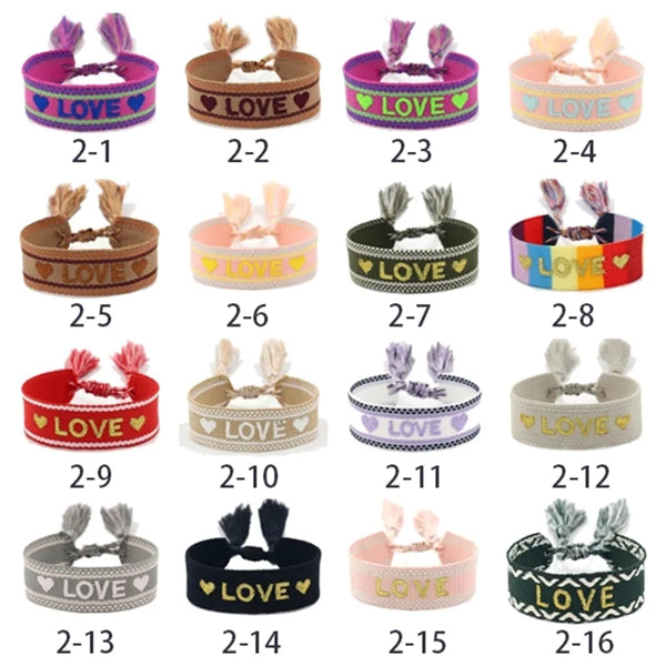 Hand-Woven Bracelet Embroidery Wristband With Tassels