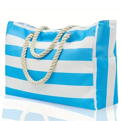 Large Beach Travel Tote Bag with Cotton Rope Handles