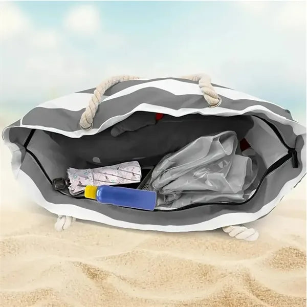 Large Beach Travel Tote Bag with Cotton Rope Handles
