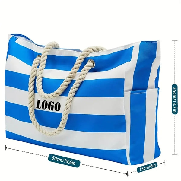 Large Beach Travel Tote Bag with Cotton Rope Handles