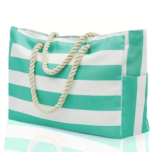 Large Beach Travel Tote Bag with Cotton Rope Handles