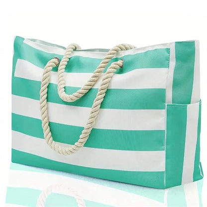 Large Beach Travel Tote Bag with Cotton Rope Handles