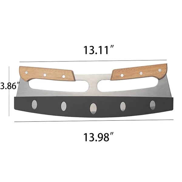 Pizza Cutter Rocker With Double Wooden Handle