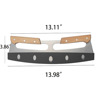 Pizza Cutter Rocker With Double Wooden Handle
