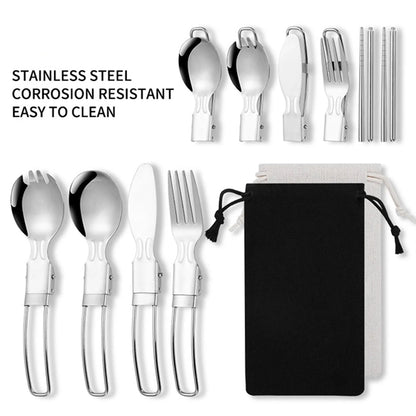 Outdoor 7-in-1 Folding Utensils Set Stainless Steel