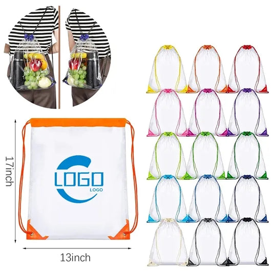 Transparent Drawstring Backpack Cling Bag, Easy to Carry