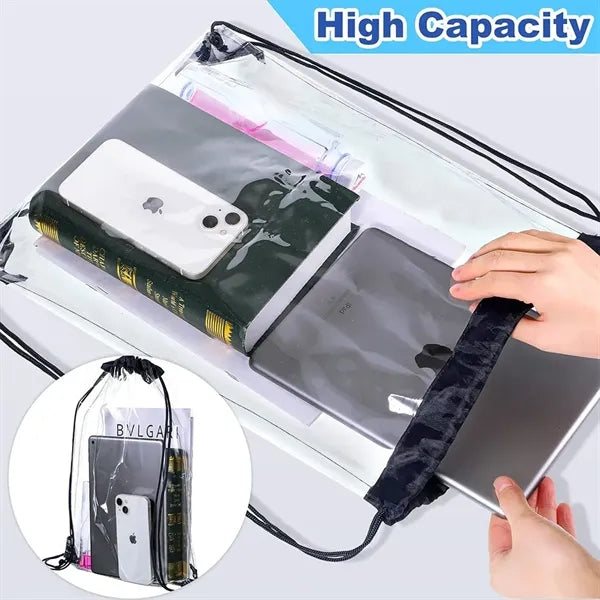 Transparent Drawstring Backpack Cling Bag, Easy to Carry