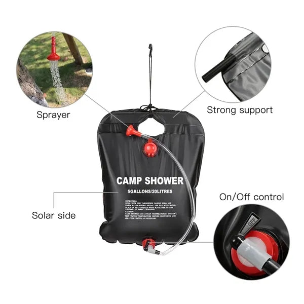 5 Gallons Portable Solar Camping Shower Bag